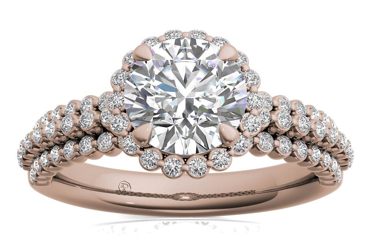 Jocelyn Round Cut Lab Grown Diamond 18Kt Rose Gold Engagement Ring - View 3