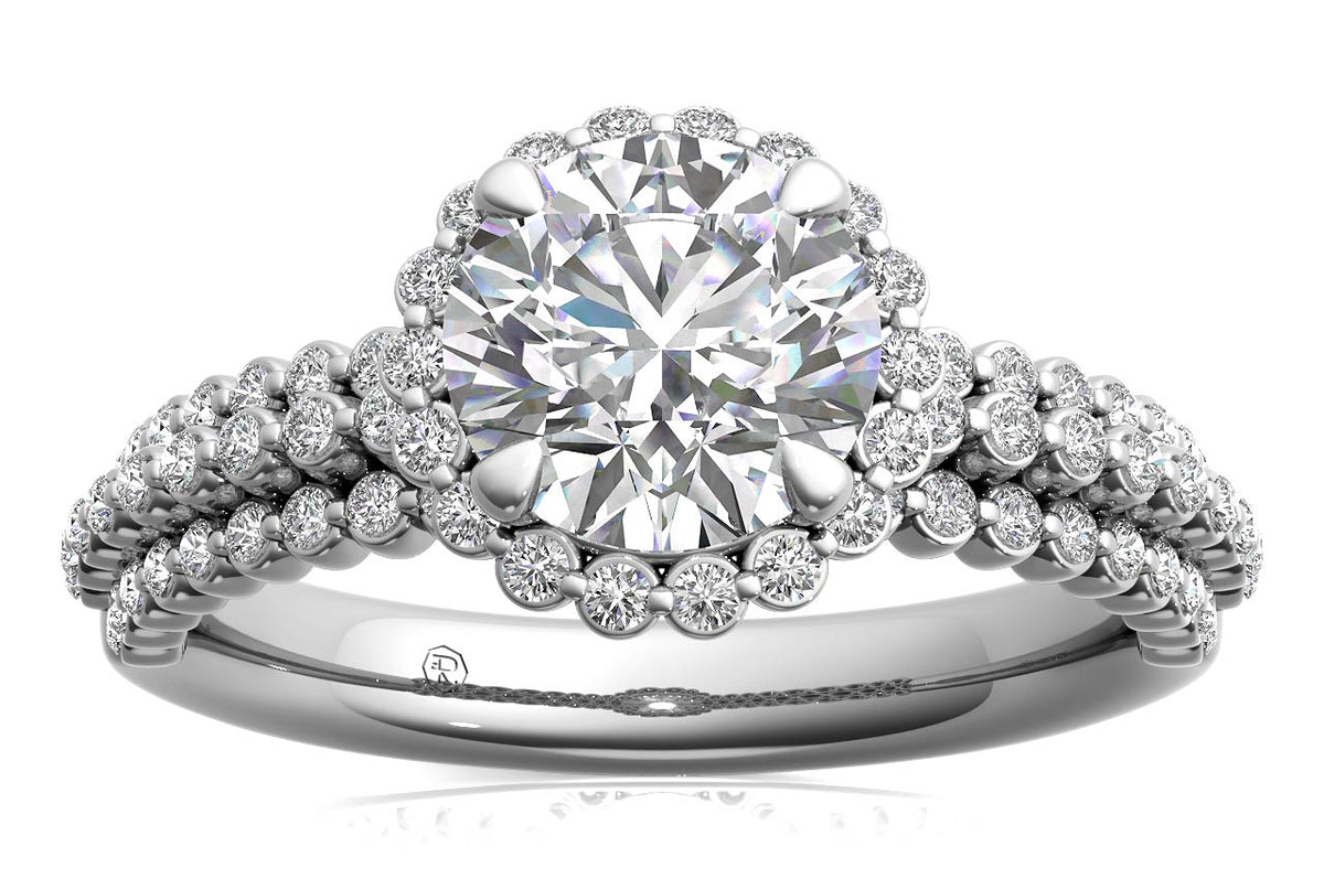 Jocelyn Round Cut Lab Grown Diamond 18Kt White Gold Engagement Ring - View 3