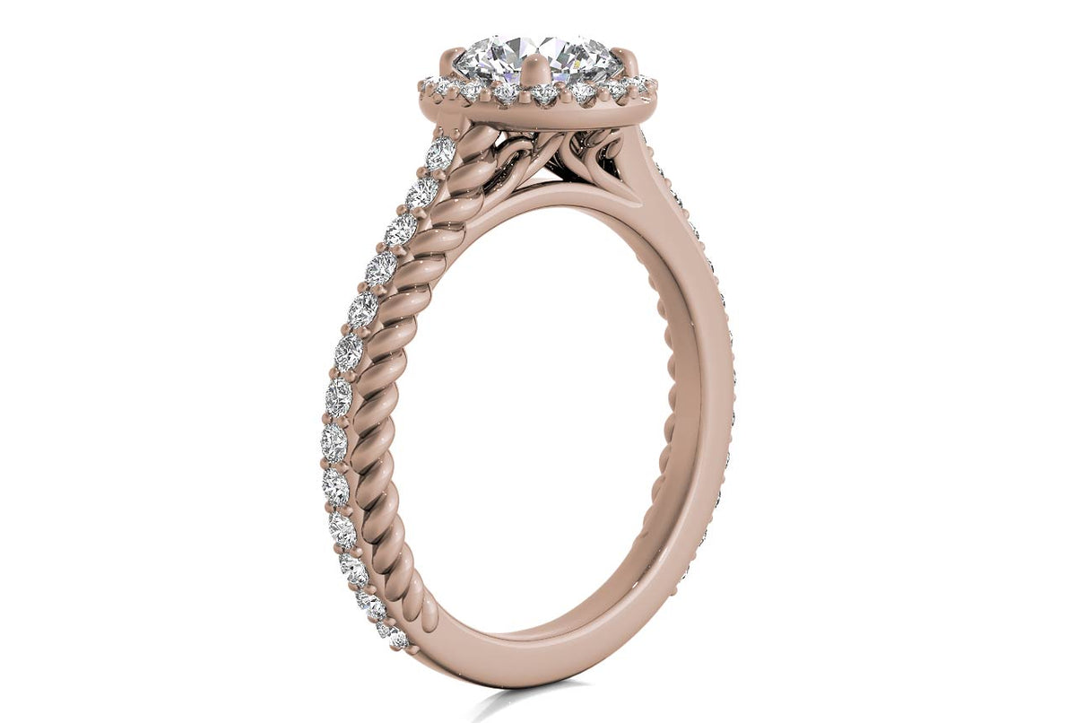 Kim Round Cut Lab Grown Diamond 18Kt Rose Gold Engagement Ring - View 2