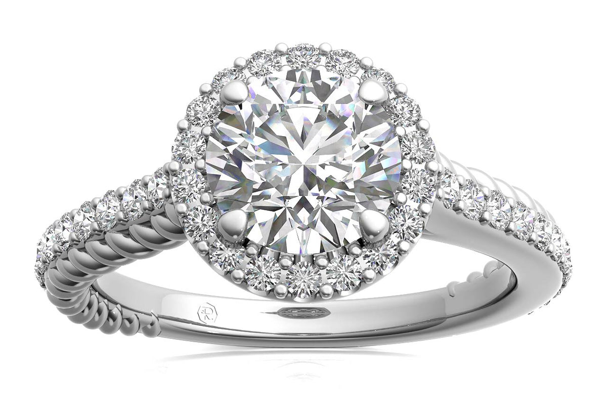 Kim Round Cut Lab Grown Diamond Platinum Engagement Ring - View 3
