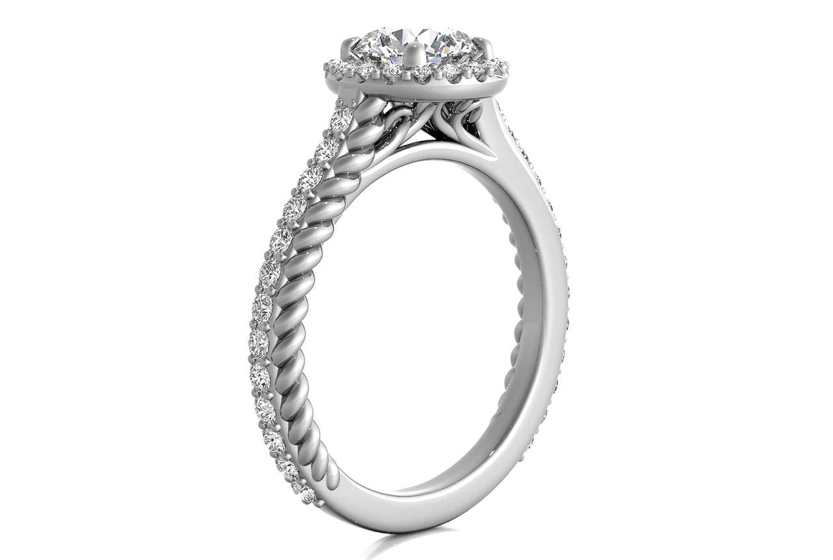 Kim Round Cut Lab Grown Diamond 18Kt White Gold Engagement Ring - View 2
