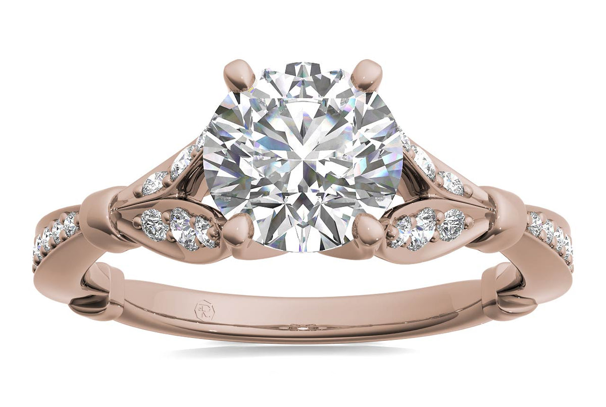 Geraldine Round Cut Lab Grown Diamond 18Kt Rose Gold Engagement Ring - View 3