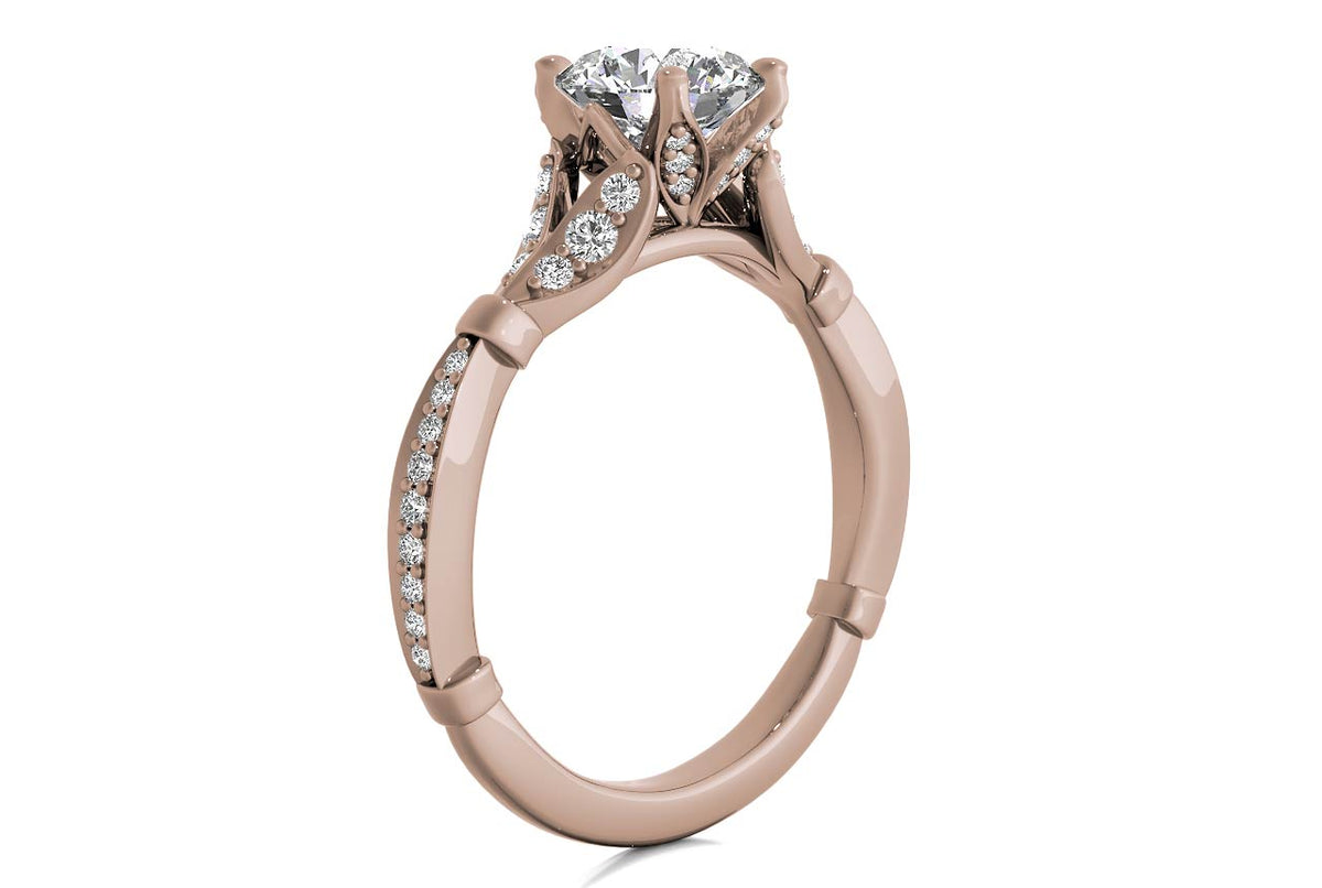 Geraldine Round Cut Lab Grown Diamond 18Kt Rose Gold Engagement Ring - View 2