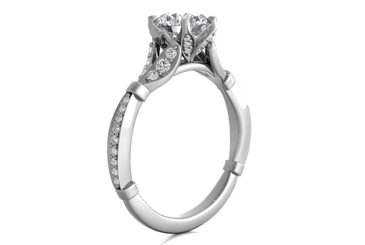 Geraldine Round Cut Lab Grown Diamond 14Kt White Gold Engagement Ring - View 2