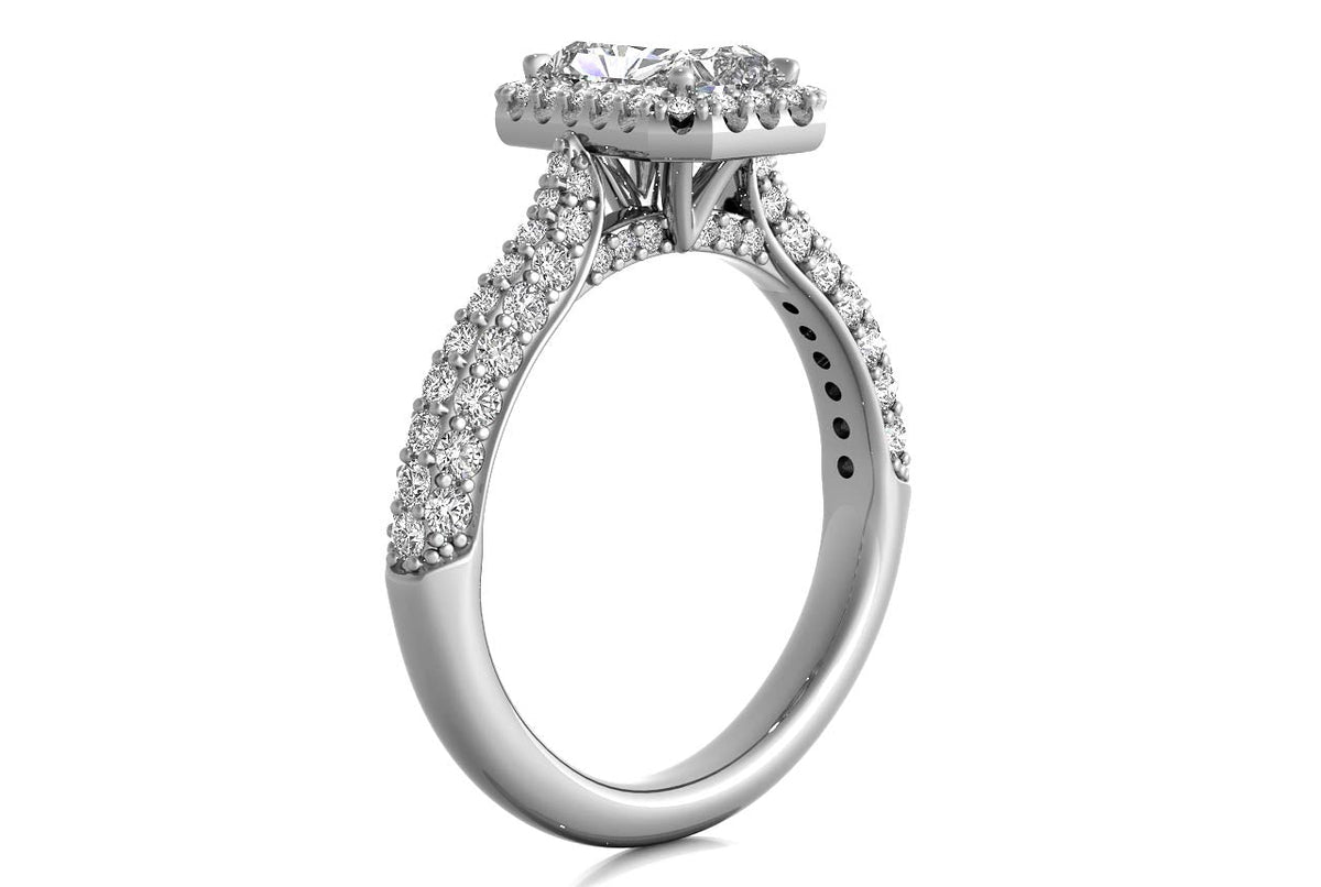 Lucy Radiant Cut Lab Grown Diamond 18Kt White Gold Engagement Ring - View 2