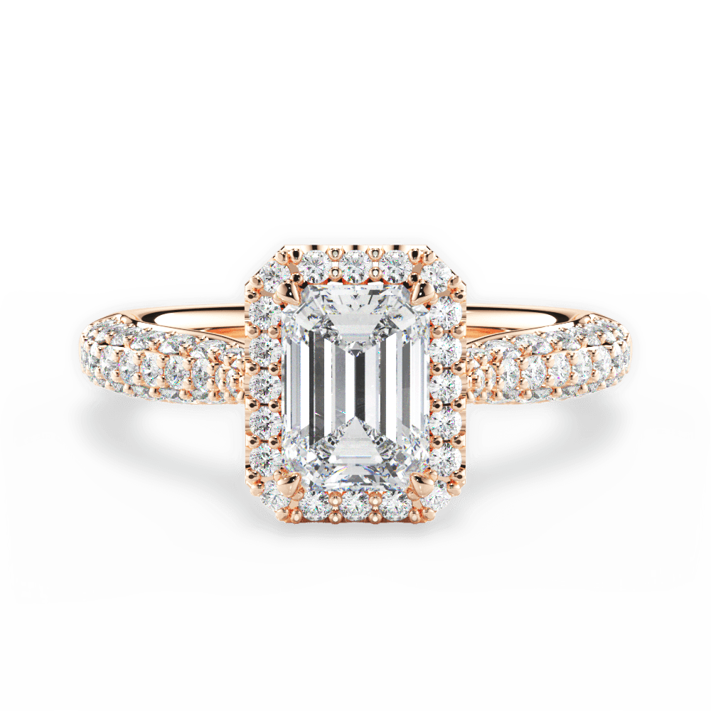 Lucy Emerald Cut Lab Grown Diamond 18Kt Rose Gold Engagement Ring