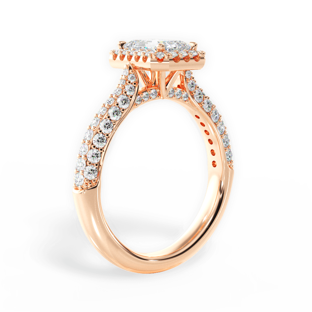 Lucy Emerald Cut Lab Grown Diamond 18Kt Rose Gold Engagement Ring - View 4