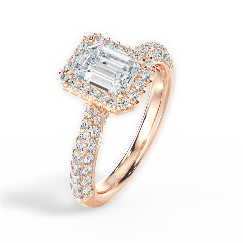 Lucy Emerald Cut Lab Grown Diamond 18Kt Rose Gold Engagement Ring - View 2