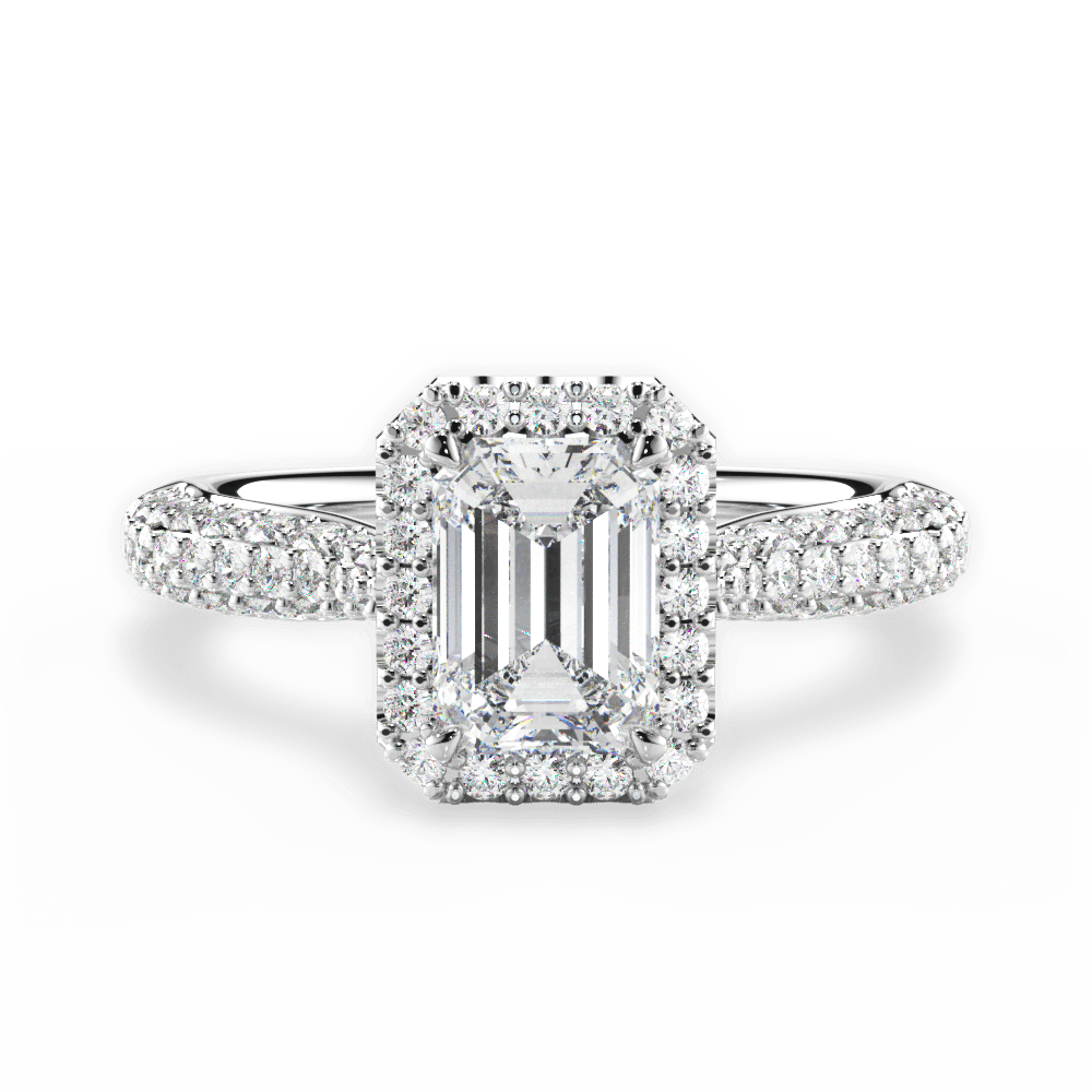 Lucy Emerald Cut Lab Grown Diamond 14Kt White Gold Engagement Ring