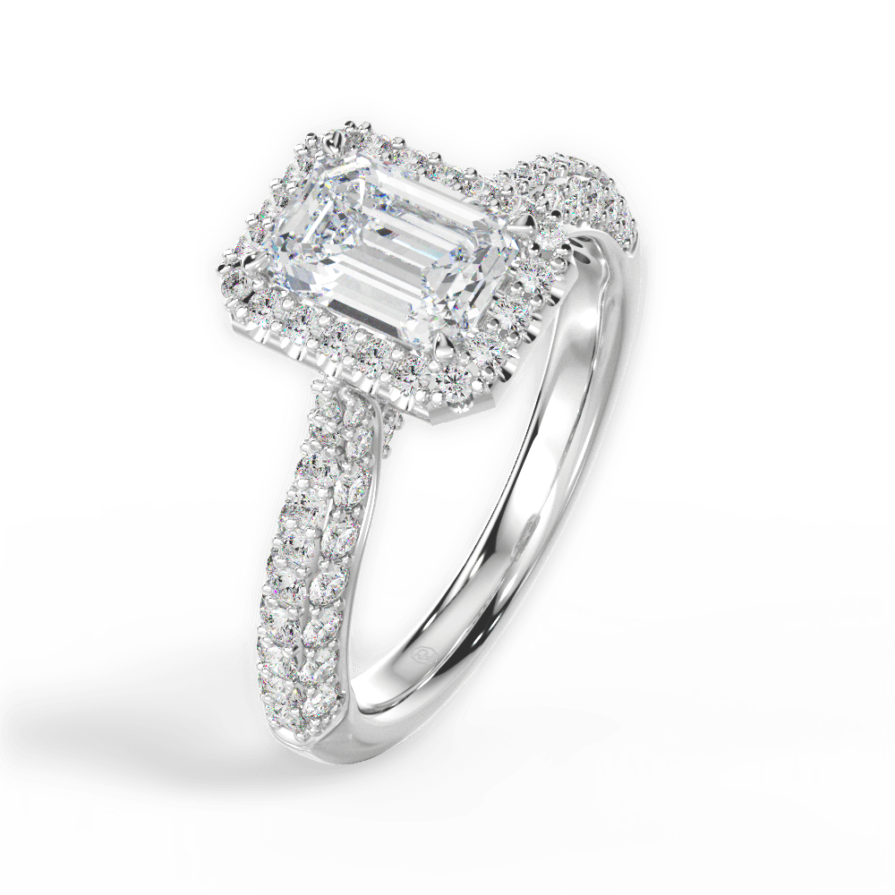 Lucy Emerald Cut Lab Grown Diamond 14Kt White Gold Engagement Ring - View 4