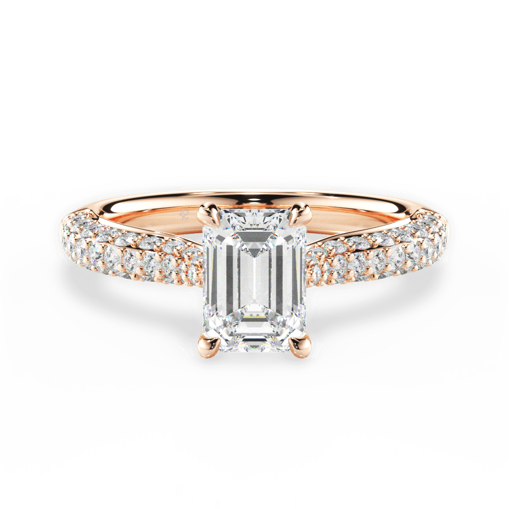 Kira Emerald Cut Lab Grown Diamond 18Kt Rose Gold Engagement Ring