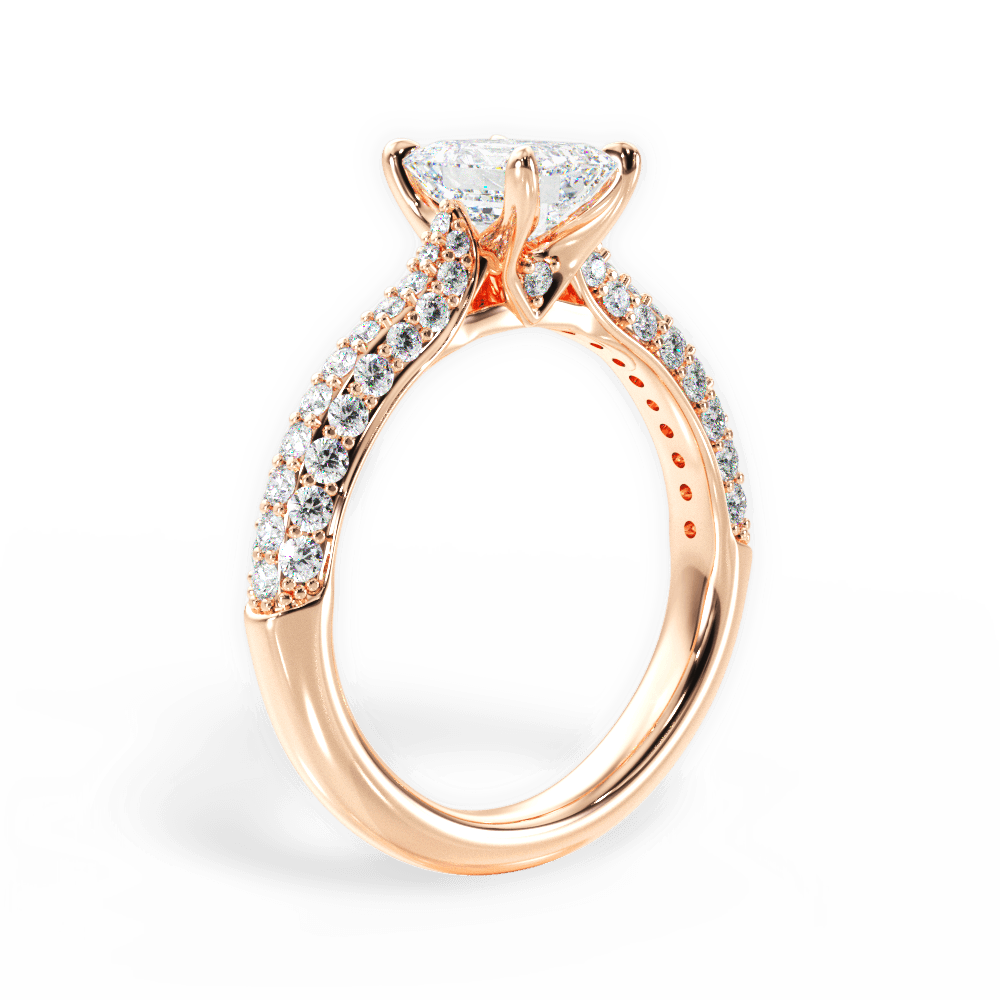 Kira Emerald Cut Lab Grown Diamond 18Kt Rose Gold Engagement Ring - View 3