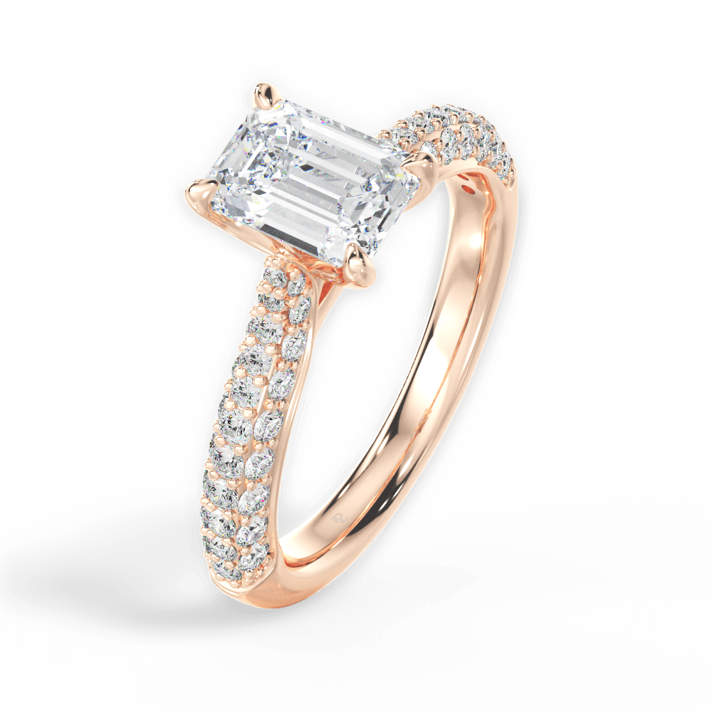 Kira Emerald Cut Lab Grown Diamond 18Kt Rose Gold Engagement Ring - View 4