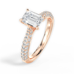 Kira Emerald Cut Lab Grown Diamond 18Kt Rose Gold Engagement Ring - View 4