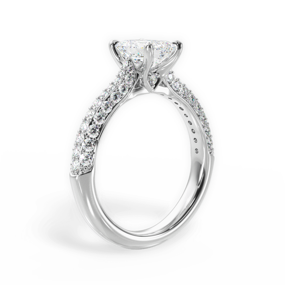 Kira Emerald Cut Lab Grown Diamond 18Kt White Gold Engagement Ring - View 3