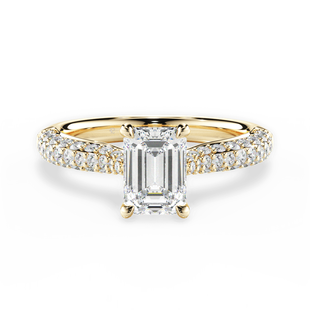 Kira Emerald Cut Lab Grown Diamond 18Kt Yellow Gold Engagement Ring