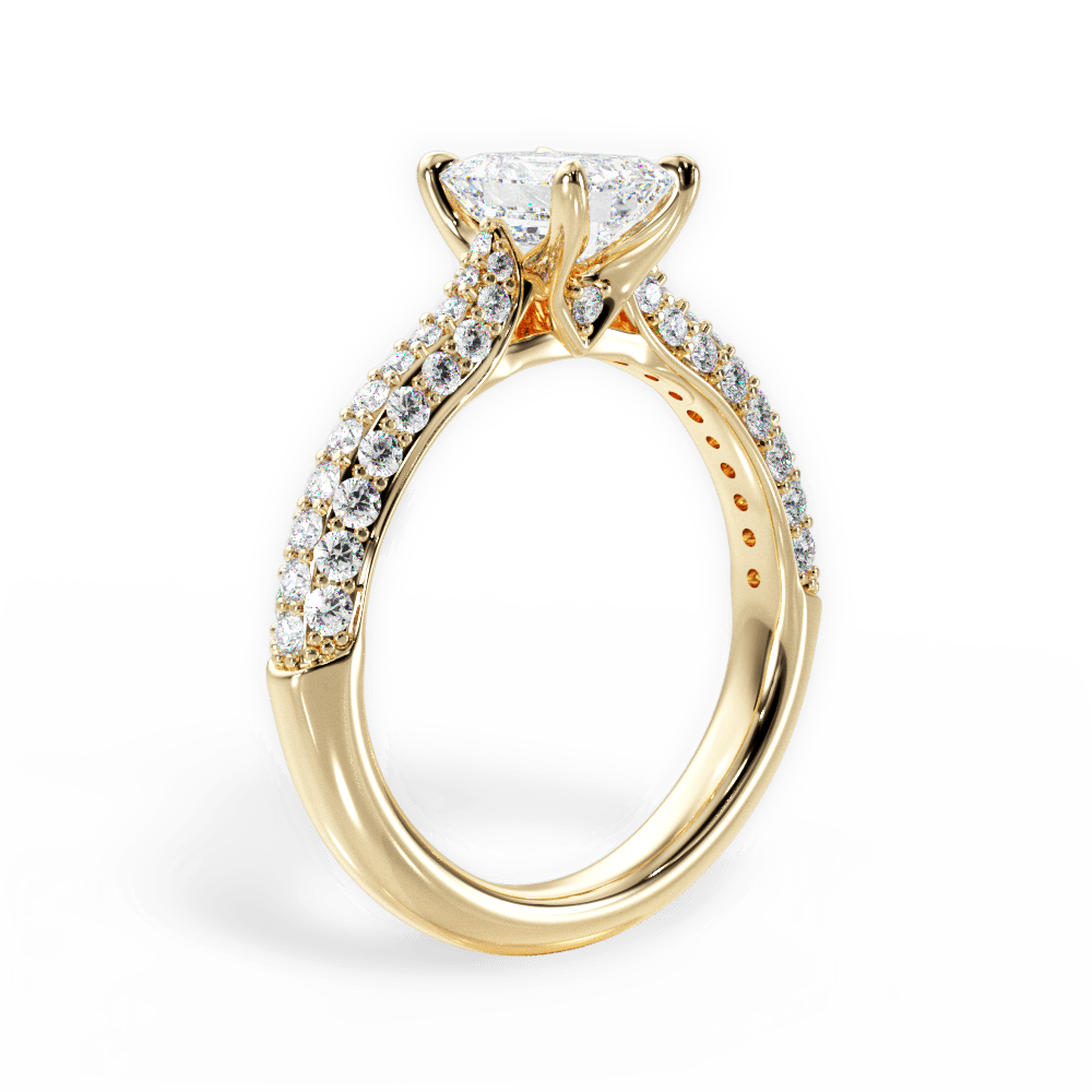 Kira Emerald Cut Lab Grown Diamond 18Kt Yellow Gold Engagement Ring - View 3