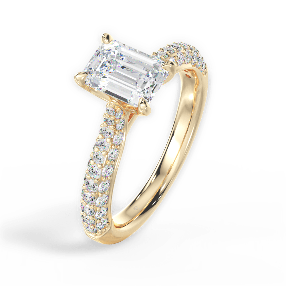 Kira Emerald Cut Lab Grown Diamond 18Kt Yellow Gold Engagement Ring - View 4