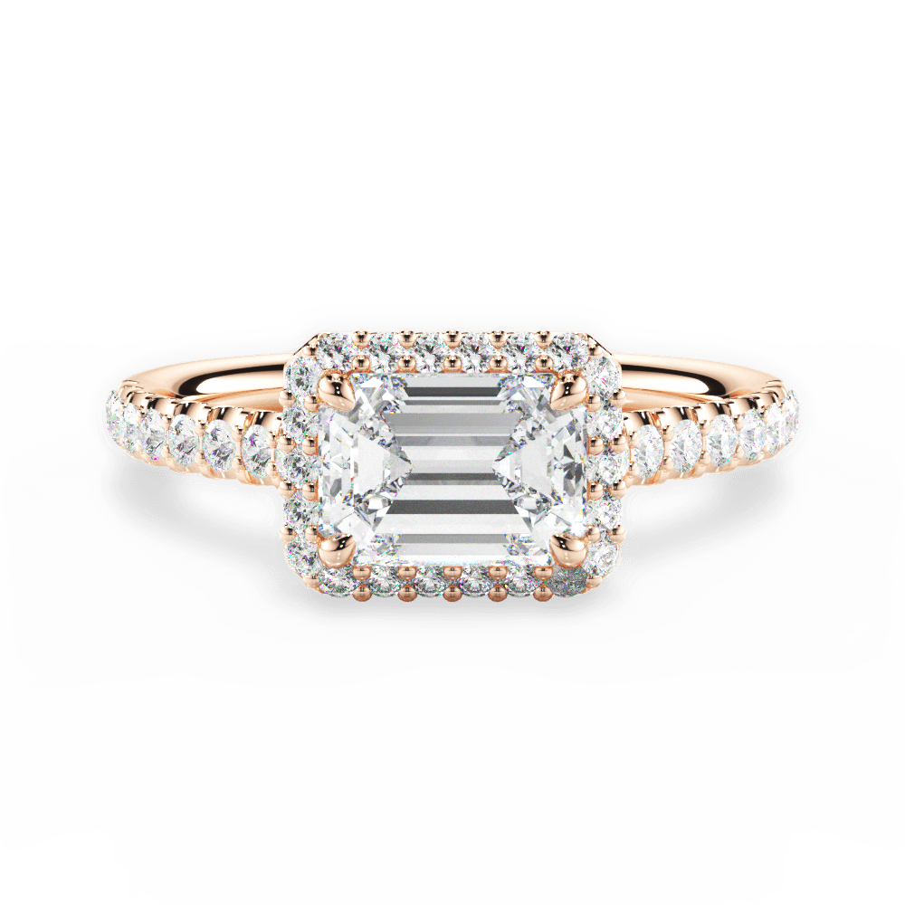 Hannah Emerald Cut Lab Grown Diamond 18Kt Rose Gold Engagement Ring