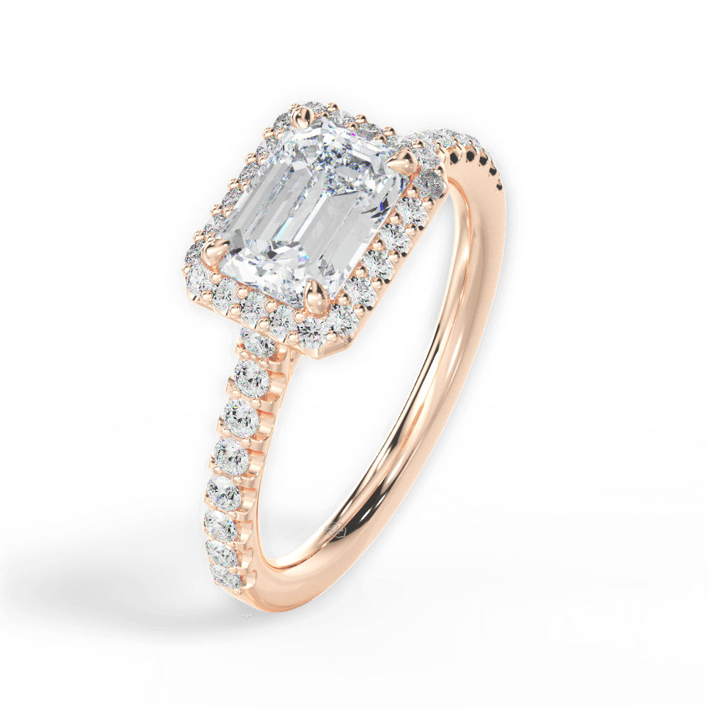 Hannah Emerald Cut Lab Grown Diamond 18Kt Rose Gold Engagement Ring - View 2