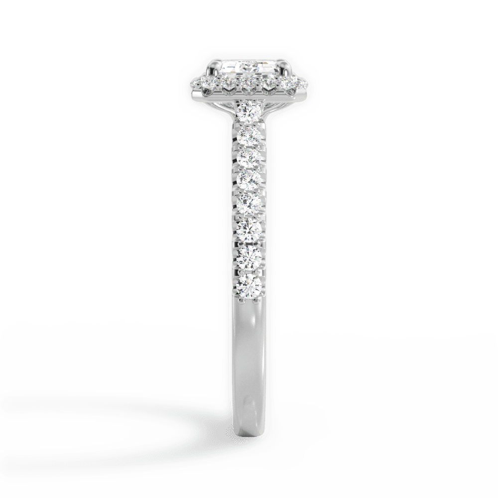 Hannah Emerald Cut Lab Grown Diamond 18Kt White Gold Engagement Ring - View 4