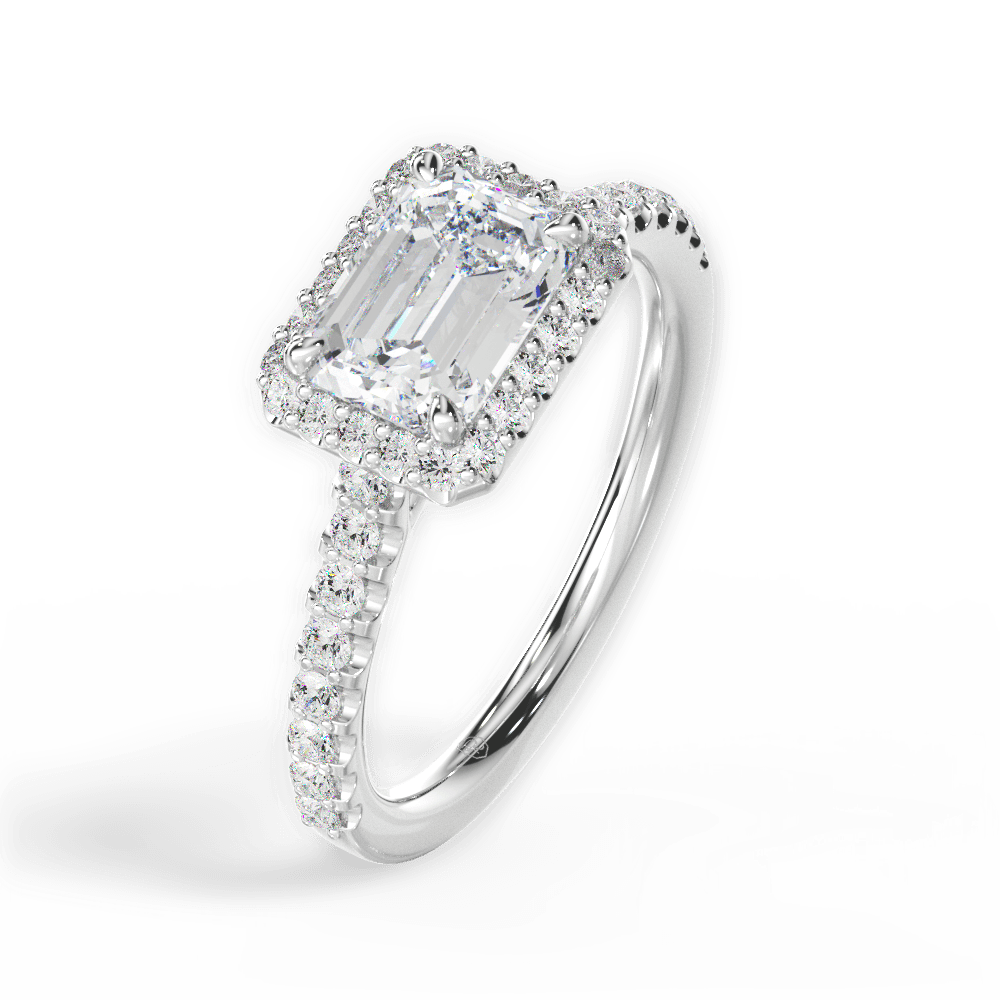 Hannah Emerald Cut Lab Grown Diamond 18Kt White Gold Engagement Ring - View 2