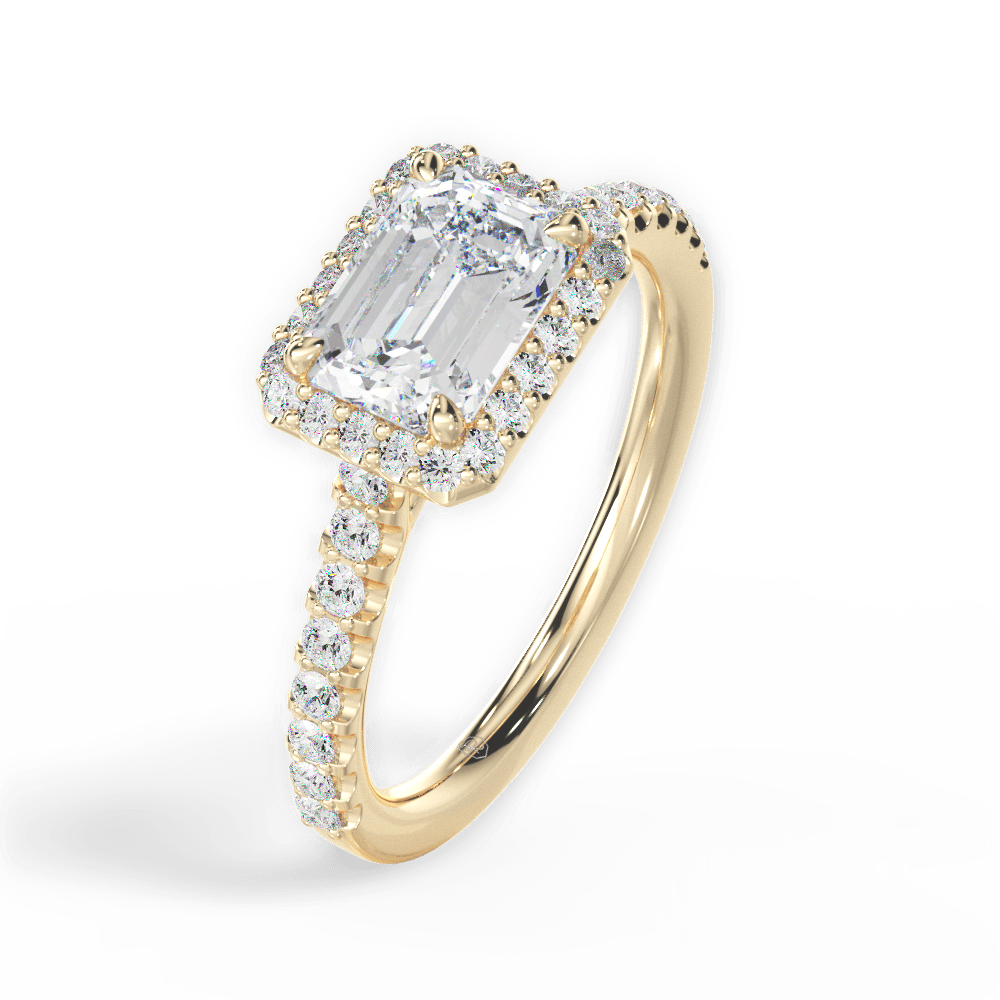 Hannah Emerald Cut Lab Grown Diamond 18Kt Yellow Gold Engagement Ring - View 2