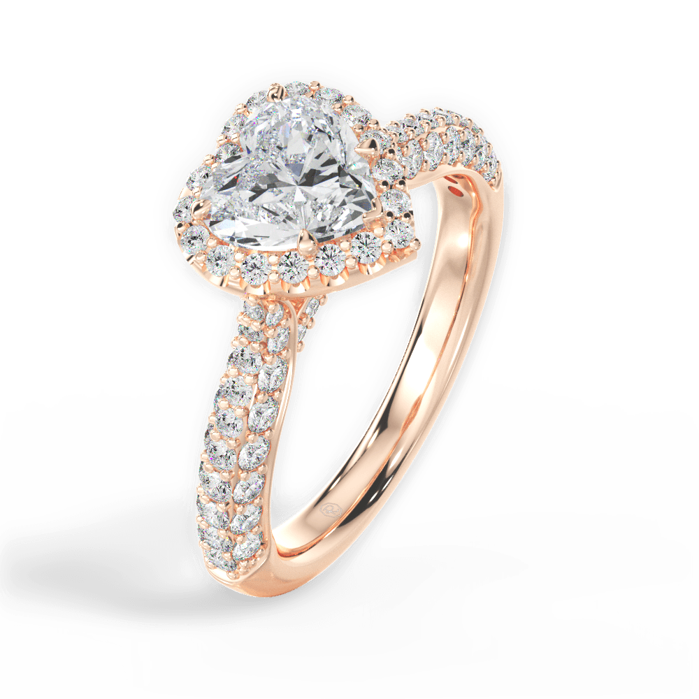 Lucy Heart Cut Lab Grown Diamond 18Kt Rose Gold Engagement Ring - View 2