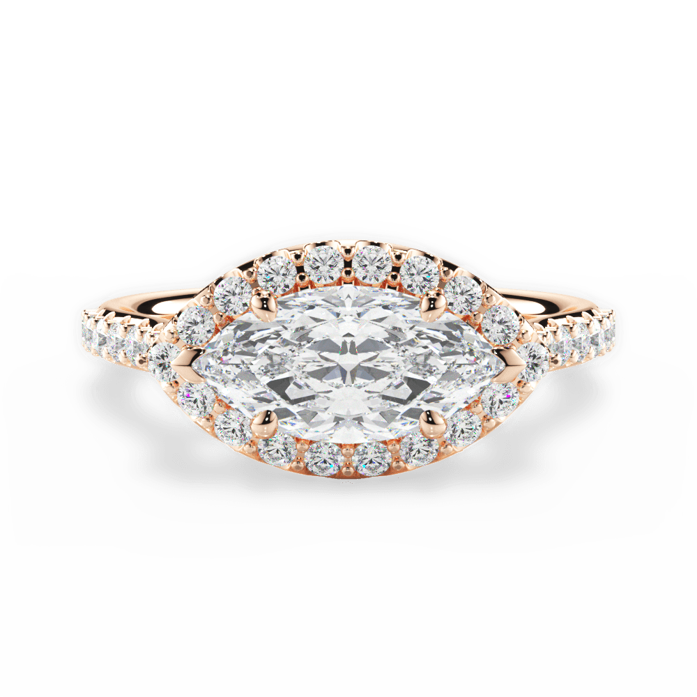 Hannah Marquise Cut Lab Grown Diamond 18Kt Rose Gold Engagement Ring