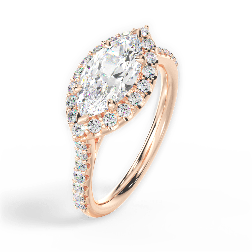 Hannah Marquise Cut Lab Grown Diamond 18Kt Rose Gold Engagement Ring - View 3