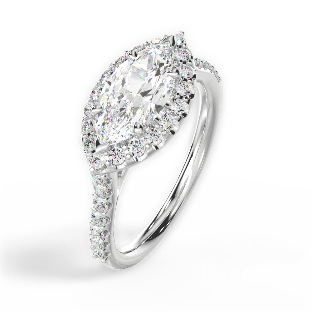 Hannah Marquise Cut Lab Grown Diamond 18Kt White Gold Engagement Ring - View 3