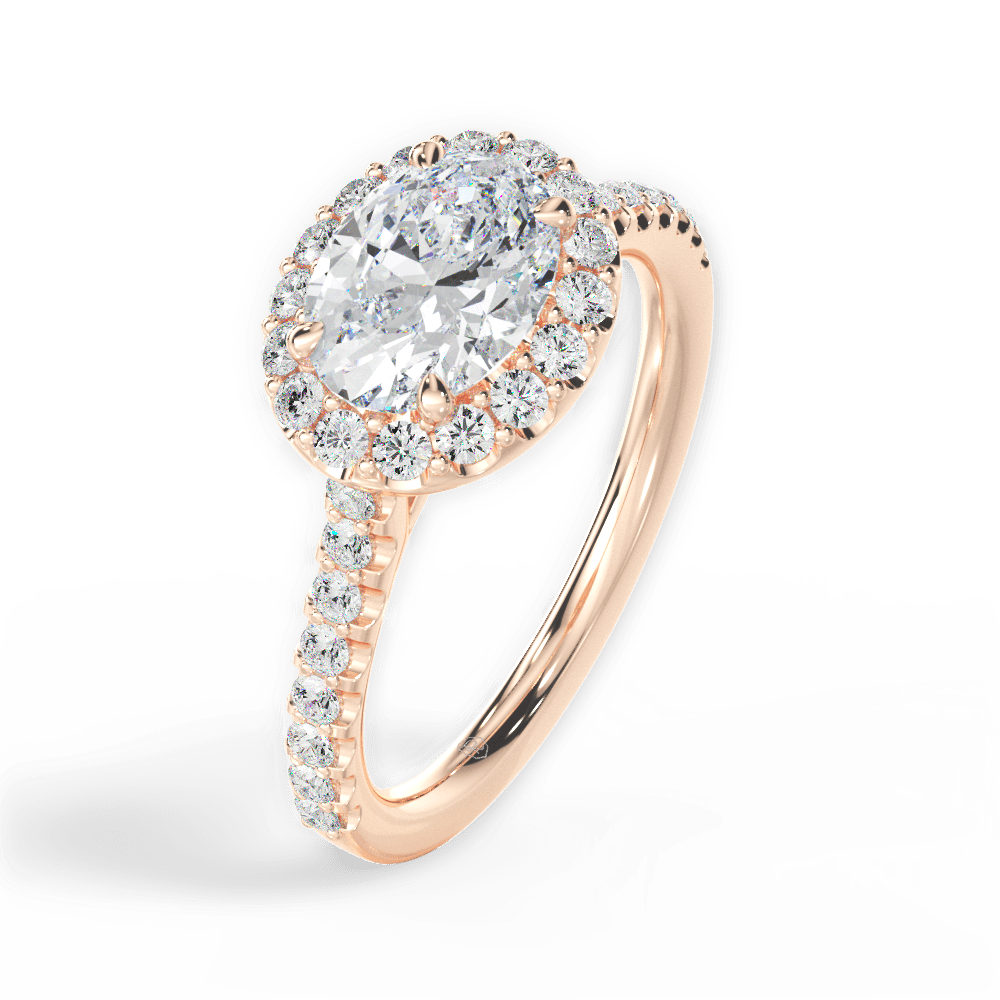 Hannah Oval Cut Lab Grown Diamond 18Kt Rose Gold Engagement Ring - View 3