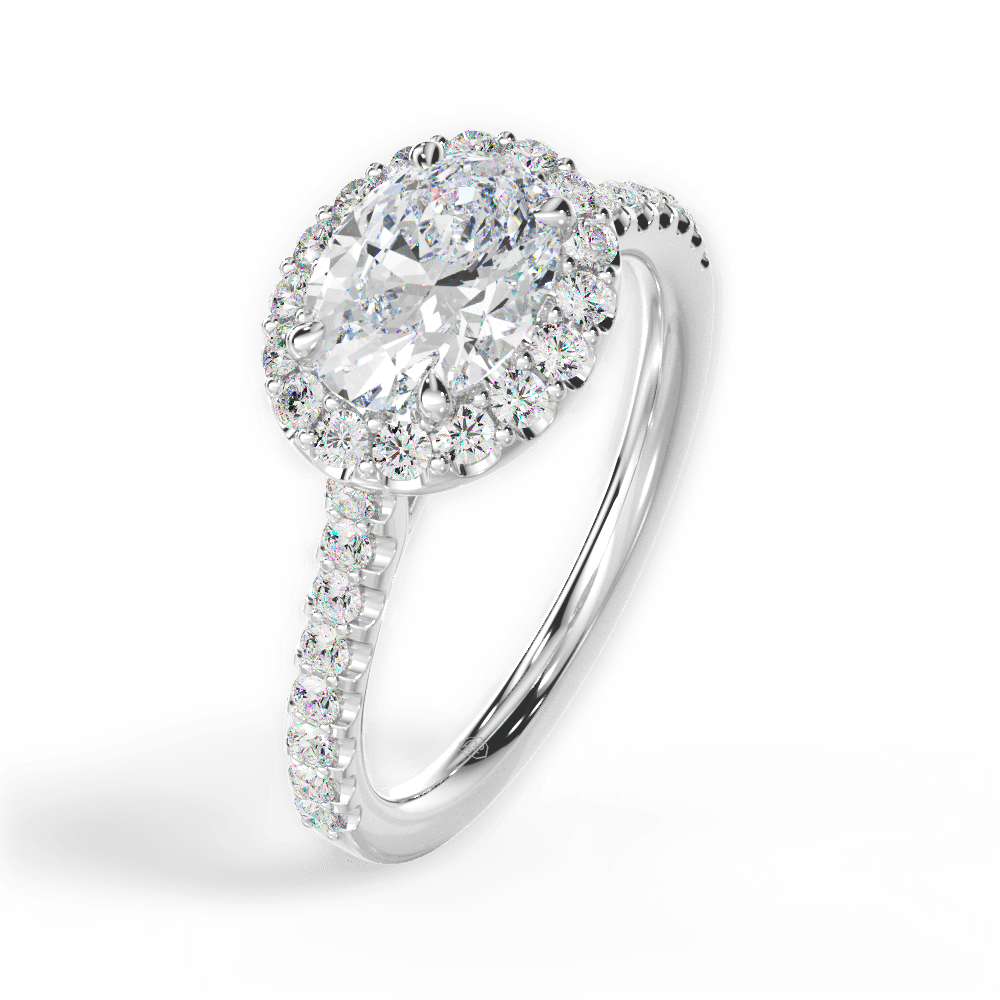 Hannah Oval Cut Lab Grown Diamond 18Kt White Gold Engagement Ring - View 2
