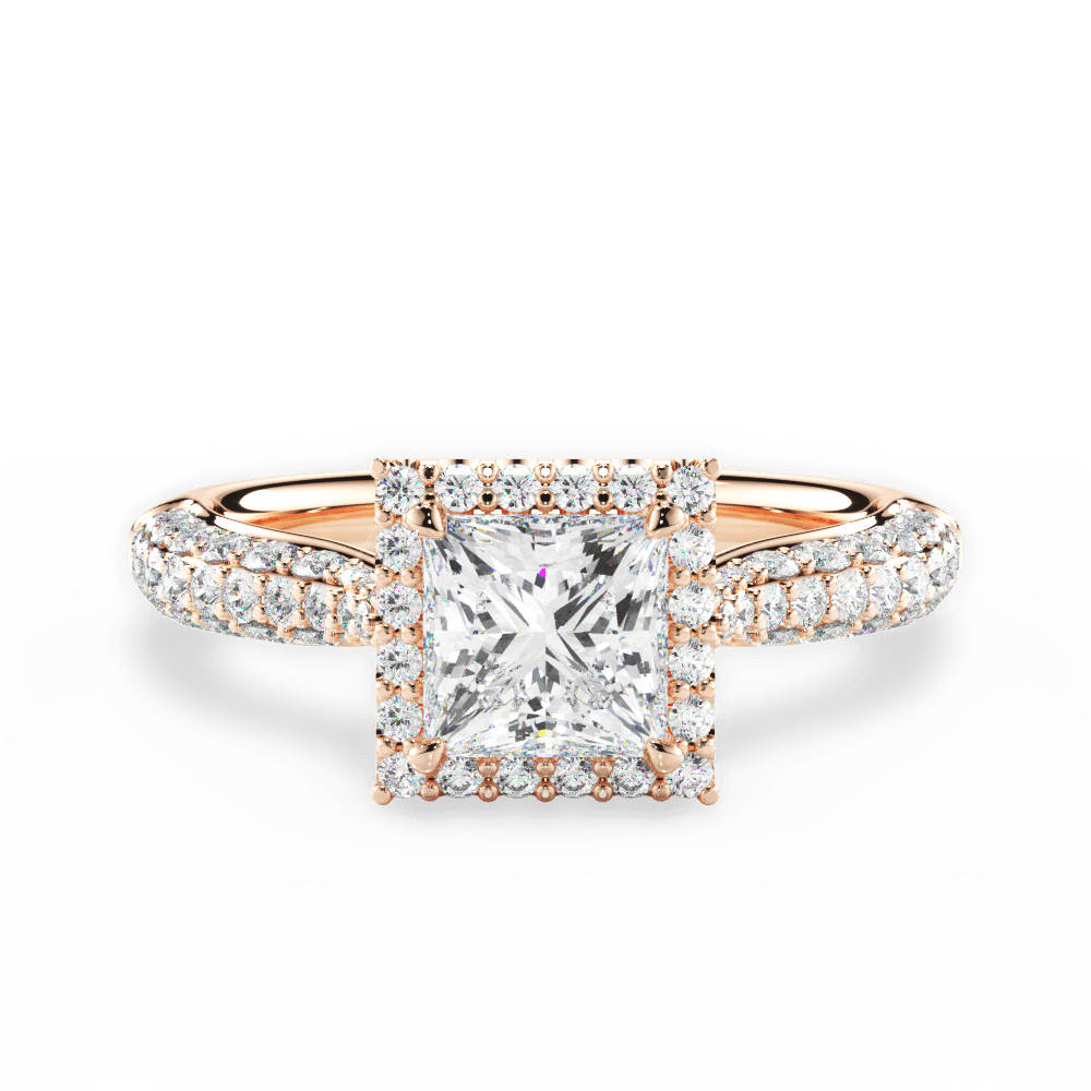 Lucy Princess Cut Lab Grown Diamond 18Kt Rose Gold Engagement Ring