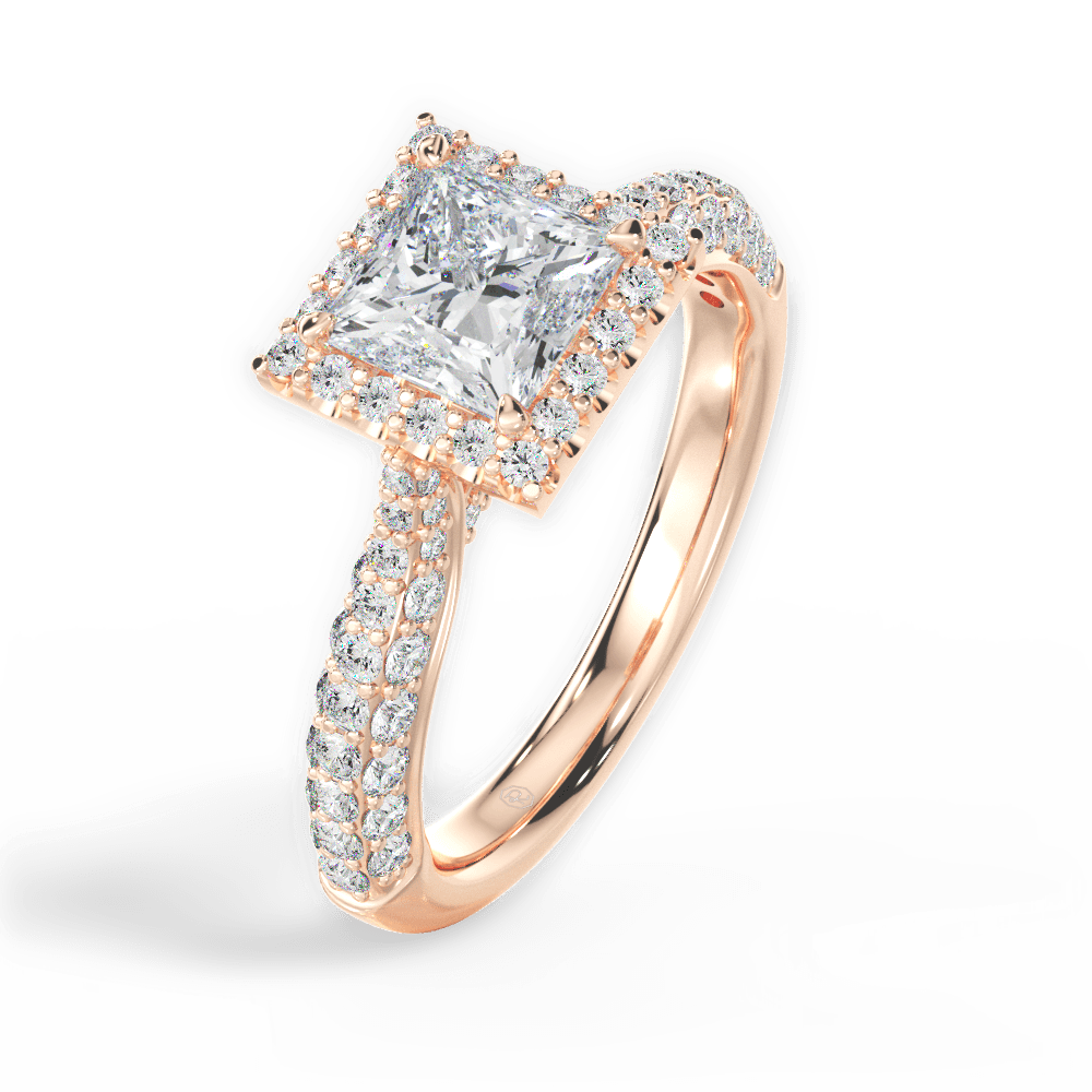 Lucy Princess Cut Lab Grown Diamond 18Kt Rose Gold Engagement Ring - View 4