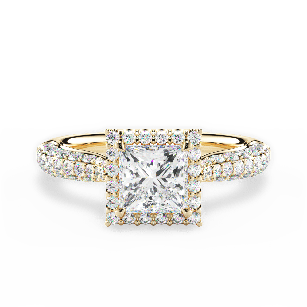 Lucy Princess Cut Lab Grown Diamond 18Kt Yellow Gold Engagement Ring