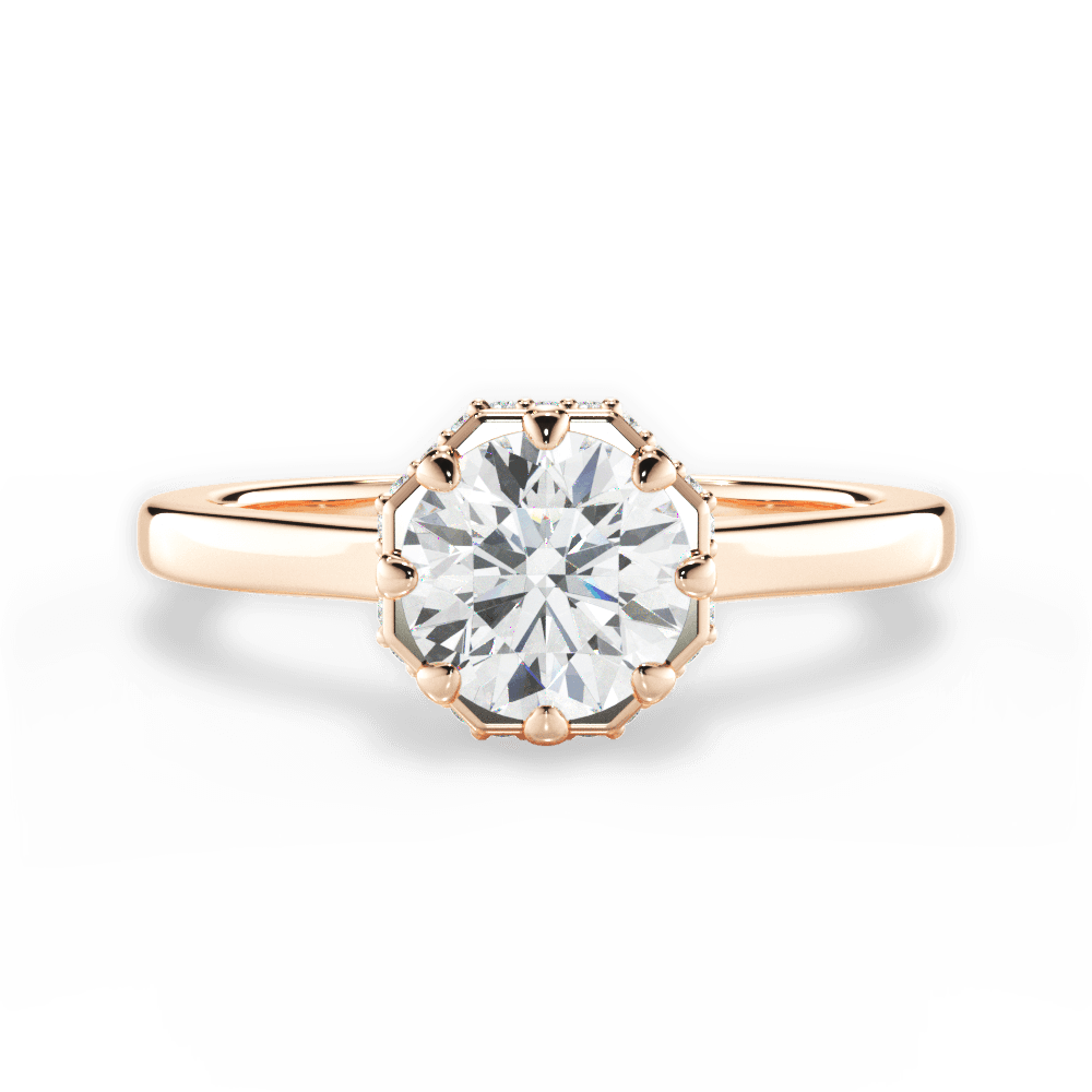 Felicia Round Cut Lab Grown Diamond 18Kt Rose Gold Engagement Ring
