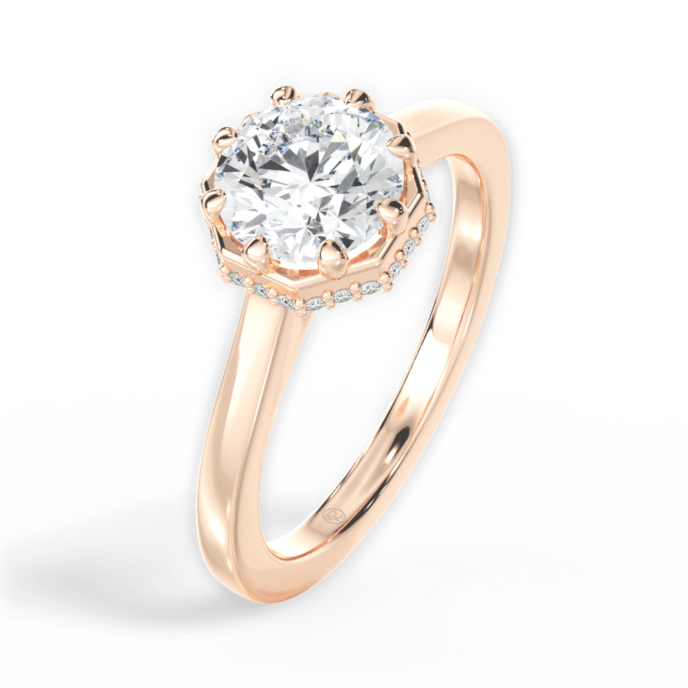Felicia Round Cut Lab Grown Diamond 18Kt Rose Gold Engagement Ring - View 2