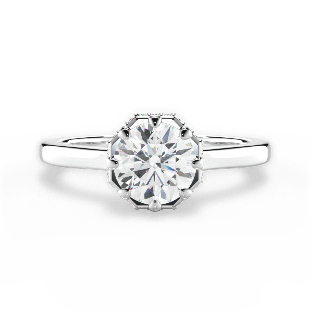 Felicia Round Cut Lab Grown Diamond 18Kt White Gold Engagement Ring