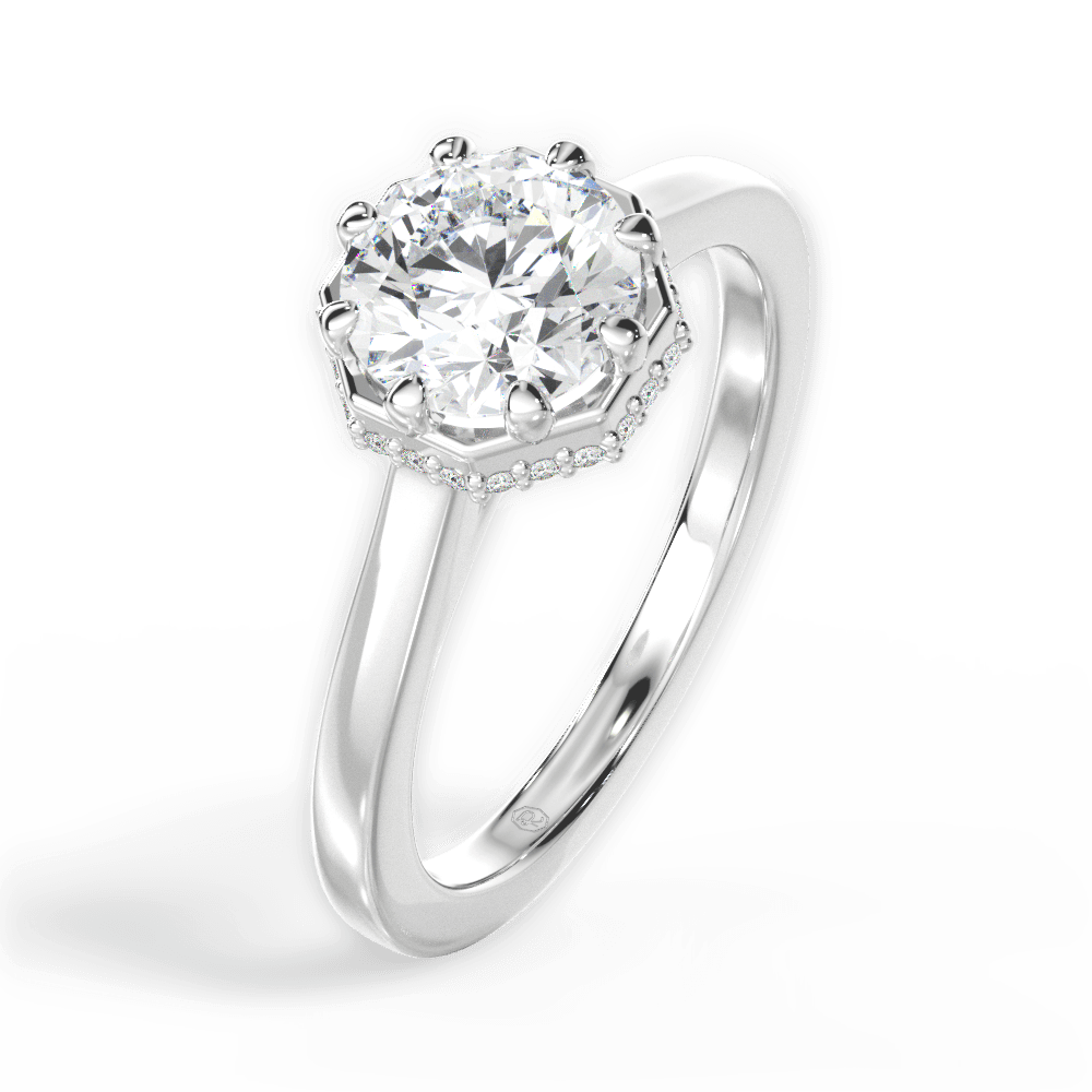 Felicia Round Cut Lab Grown Diamond Platinum Engagement Ring - View 4