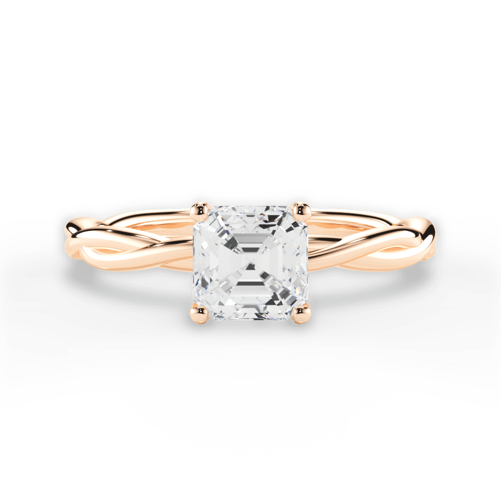 Adrienne Asscher Cut Lab Grown Diamond 18Kt Rose Gold Engagement Ring