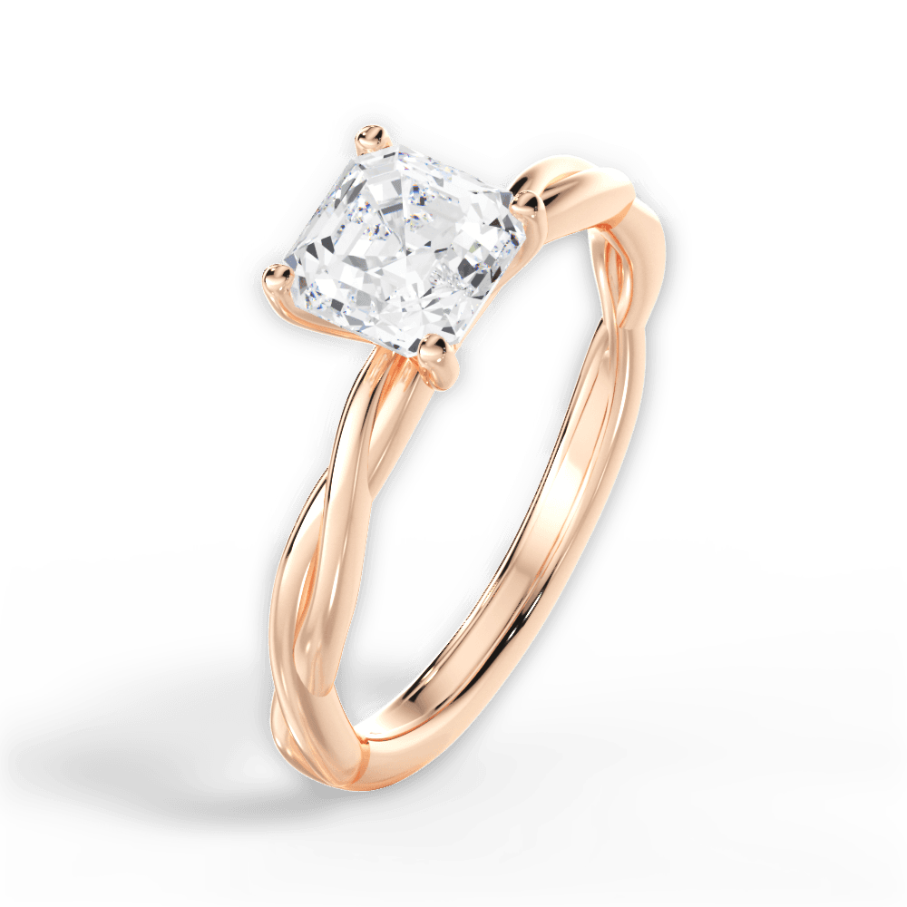 Adrienne Asscher Cut Lab Grown Diamond 18Kt Rose Gold Engagement Ring - View 3