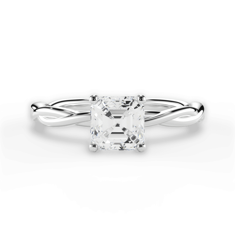 Adrienne Asscher Cut Lab Grown Diamond 18Kt White Gold Engagement Ring