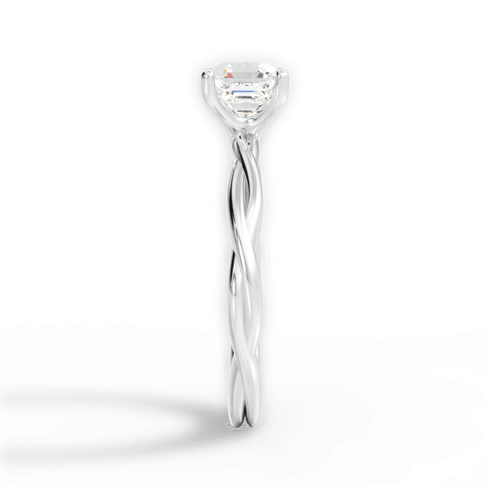 Adrienne Asscher Cut Lab Grown Diamond 18Kt White Gold Engagement Ring - View 3