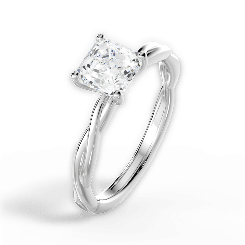 Adrienne Asscher Cut Lab Grown Diamond Platinum Engagement Ring - View 4