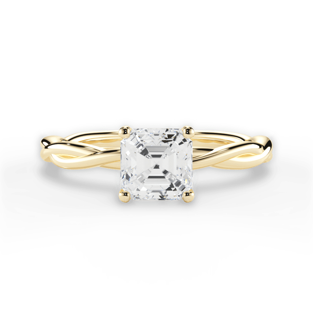 Adrienne Asscher Cut Lab Grown Diamond 18Kt Yellow Gold Engagement Ring