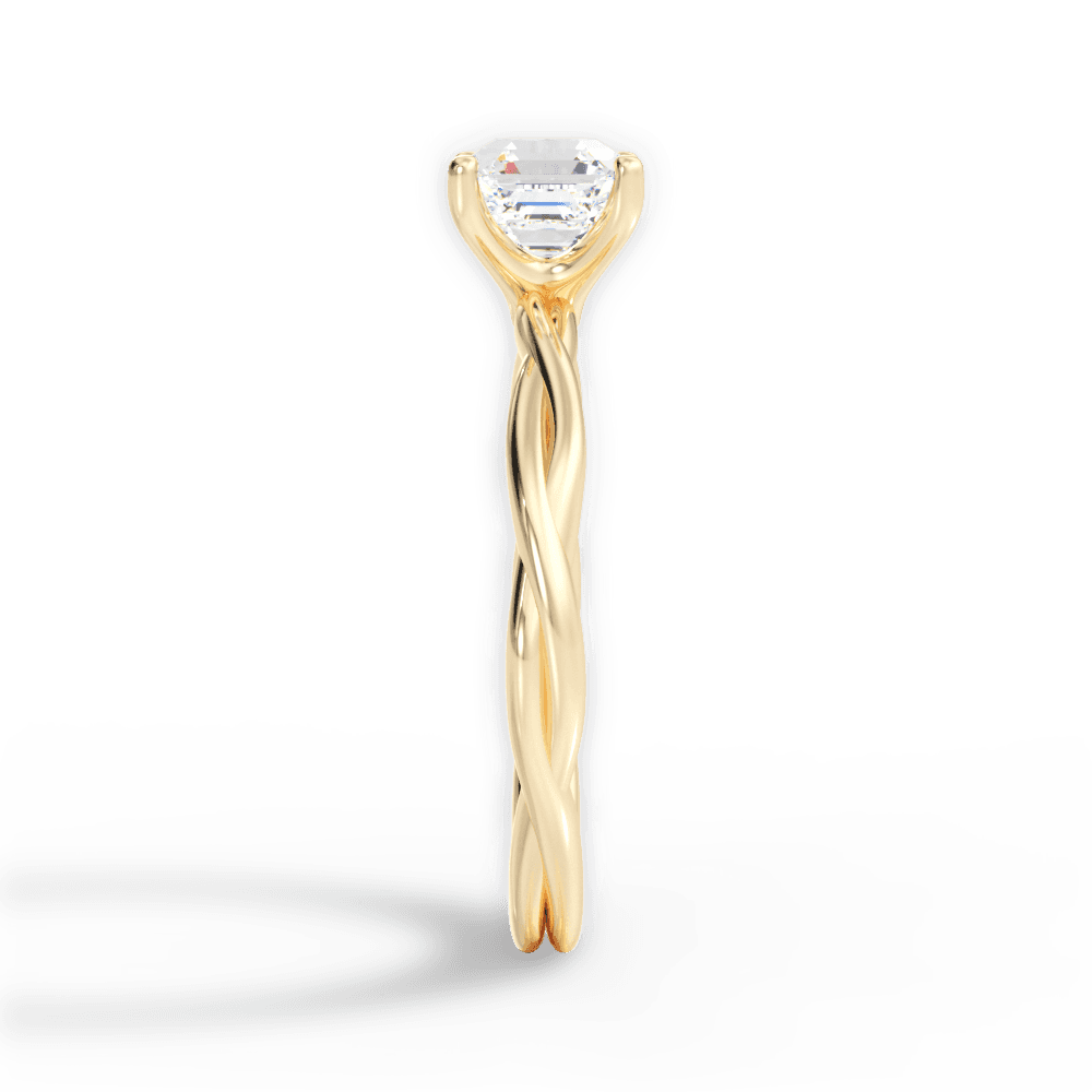 Adrienne Asscher Cut Lab Grown Diamond 18Kt Yellow Gold Engagement Ring - View 3