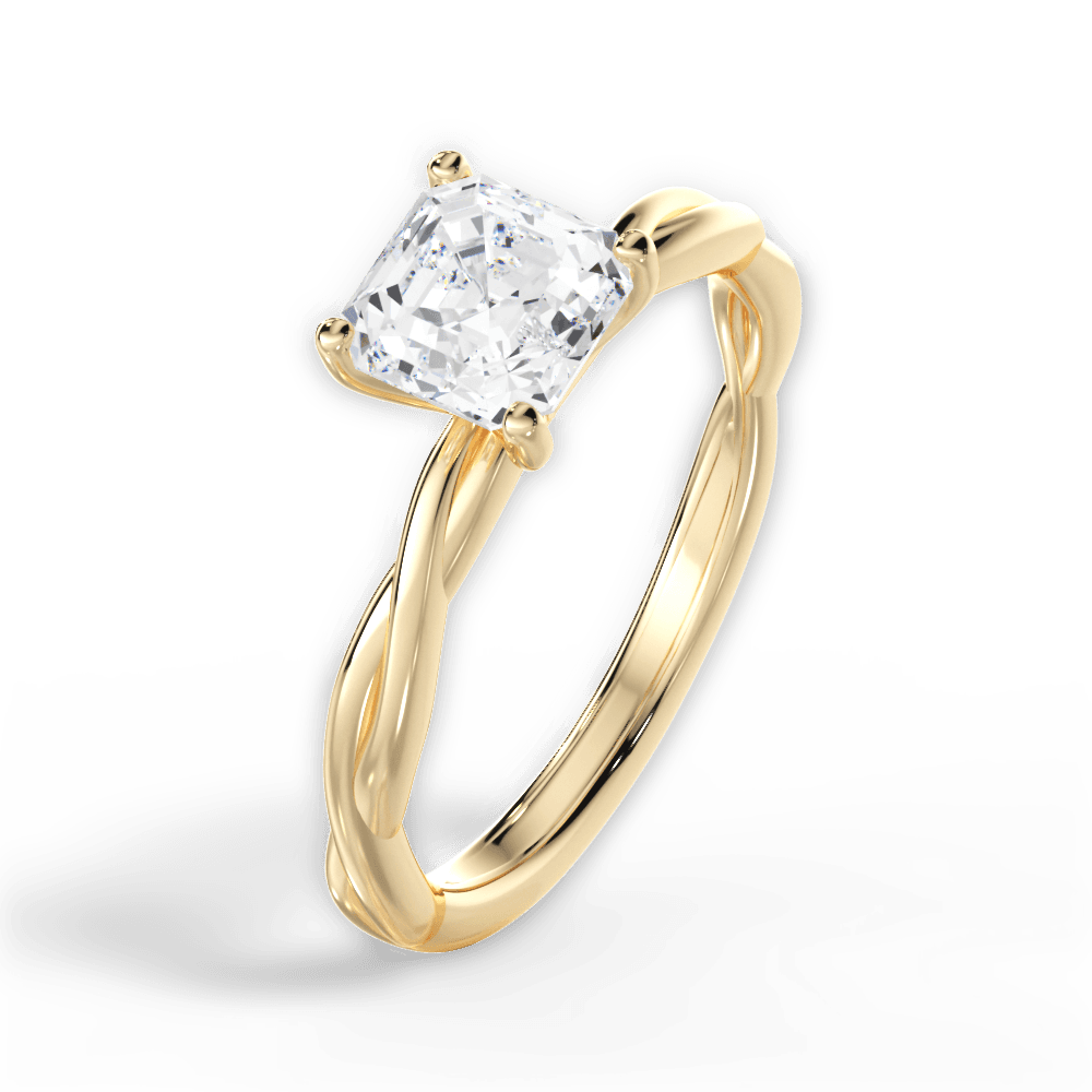 Adrienne Asscher Cut Lab Grown Diamond 18Kt Yellow Gold Engagement Ring - View 4