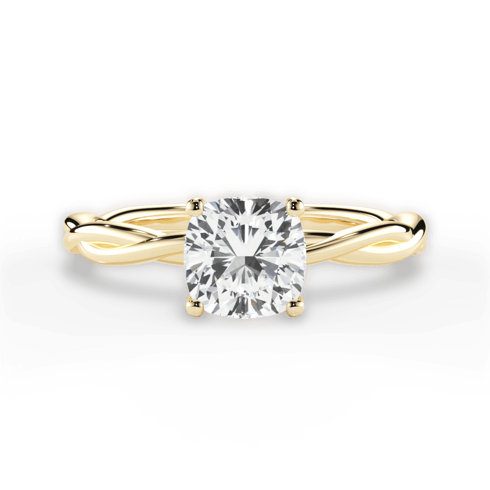 Adrienne Cushion Cut Lab Grown Diamond 18Kt Yellow Gold Engagement Ring