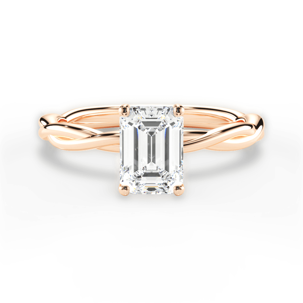 Adrienne Emerald Cut Lab Grown Diamond 18Kt Rose Gold Engagement Ring